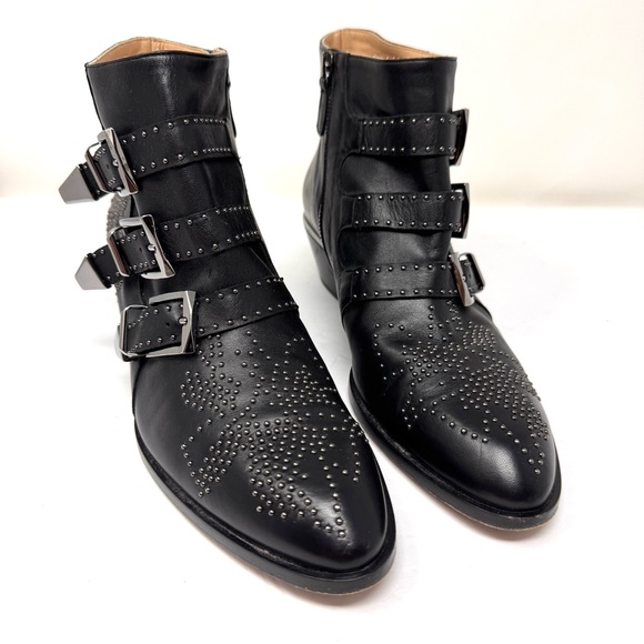 CHLOE Susanna black leather booties made in Italy size 39
